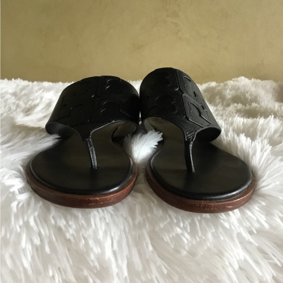 AUTHENTIC TORY BURCH JAMIE FULL LOGO / CALF LEATHER SANDALS size: 5.5 - Picture 4 of 8